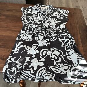 LOFT Black and White Floral Mini Dress
